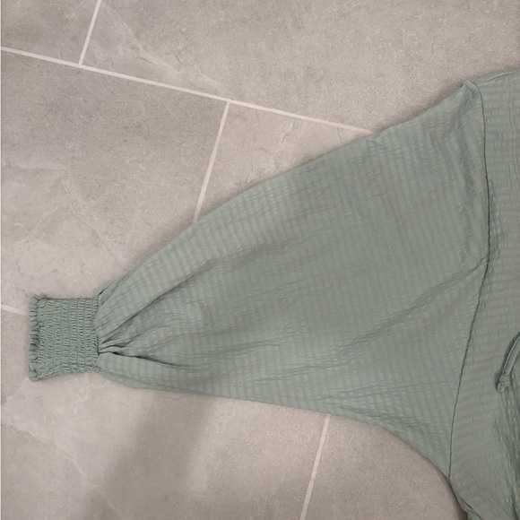Anthropologie Rebecca Long Sleeve Smocked Waist Peasant Top Mint Green Size S - Picture 10 of 12